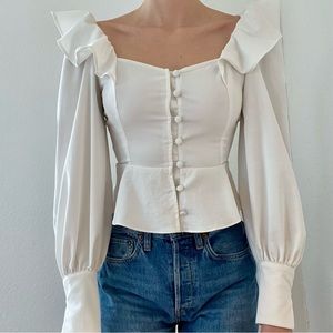 Ruffle Shoulder Peplum Top